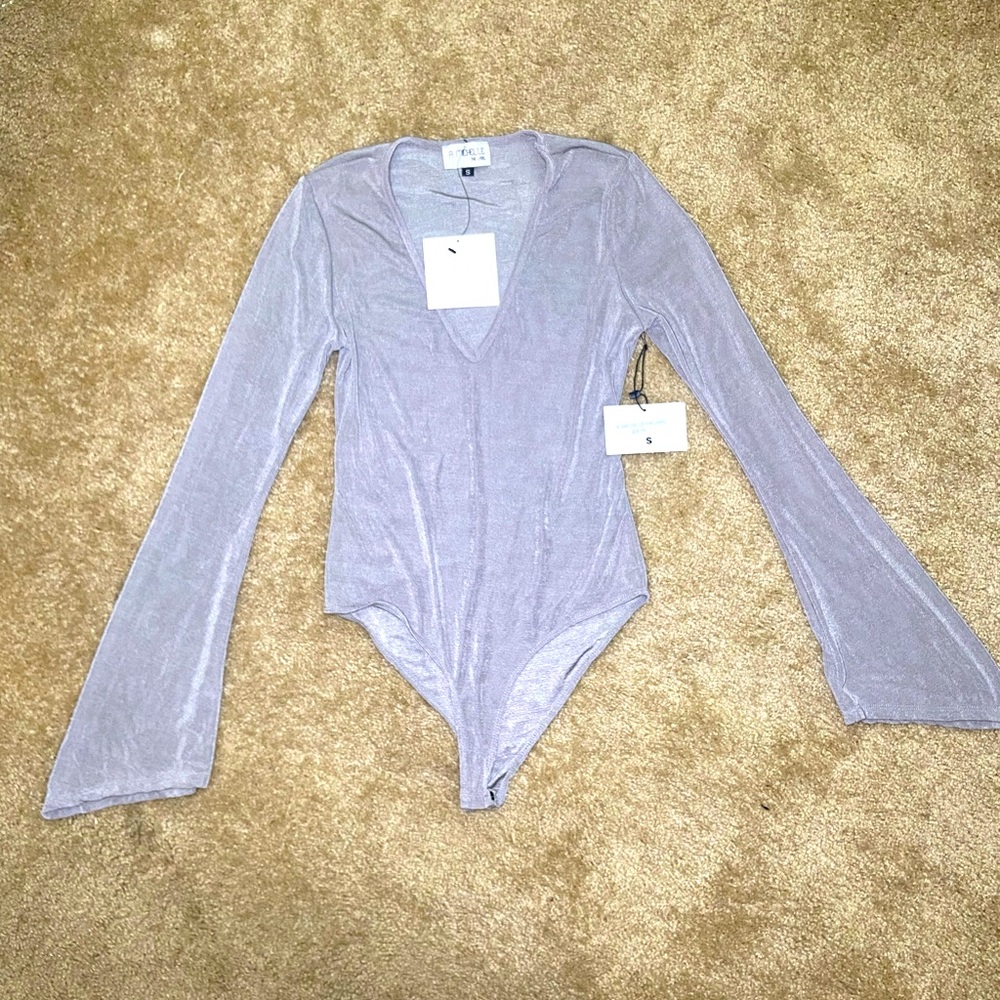 R Michel’le The Label Jersey fabric bodysuit with flare sleeves